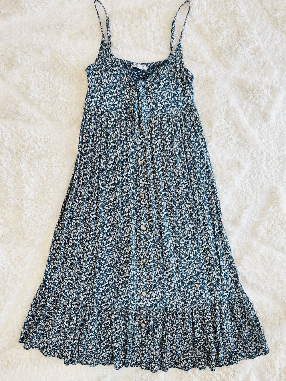 Arizona Jean Company Navy and White Floral Button-Front Maxi Dress